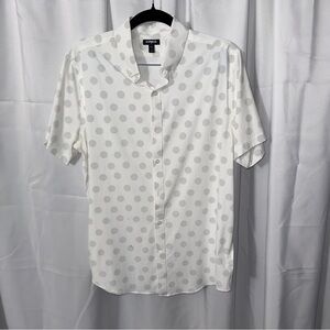 Express White and Gray Polka Dot Men's Shirt #226